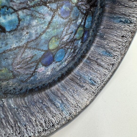 Vintage Bangholm Keramik Bowl Made in Denmark Studio  brown blue abstract design - Picture 7 of 11